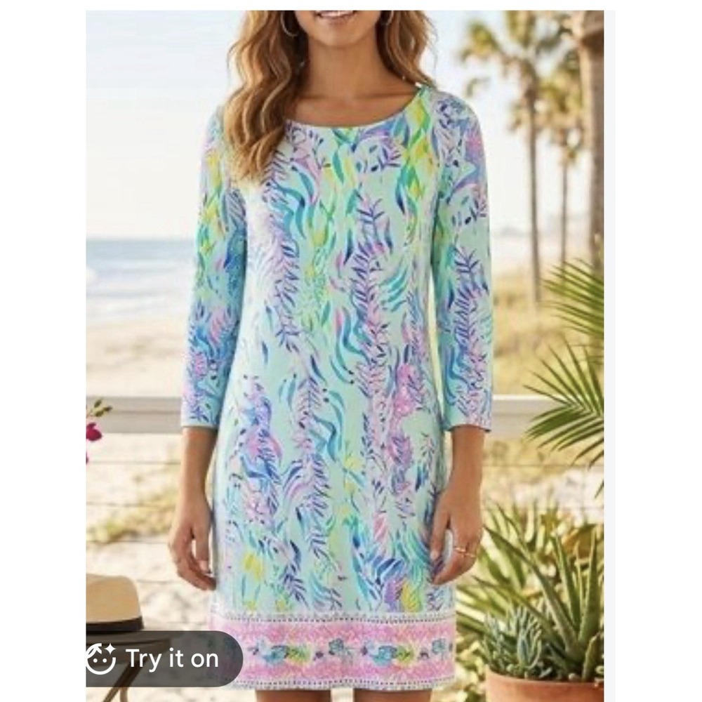 Lilly Pulitzer SeaLife Print Shift Dress Seafoam Green Women's Size Small